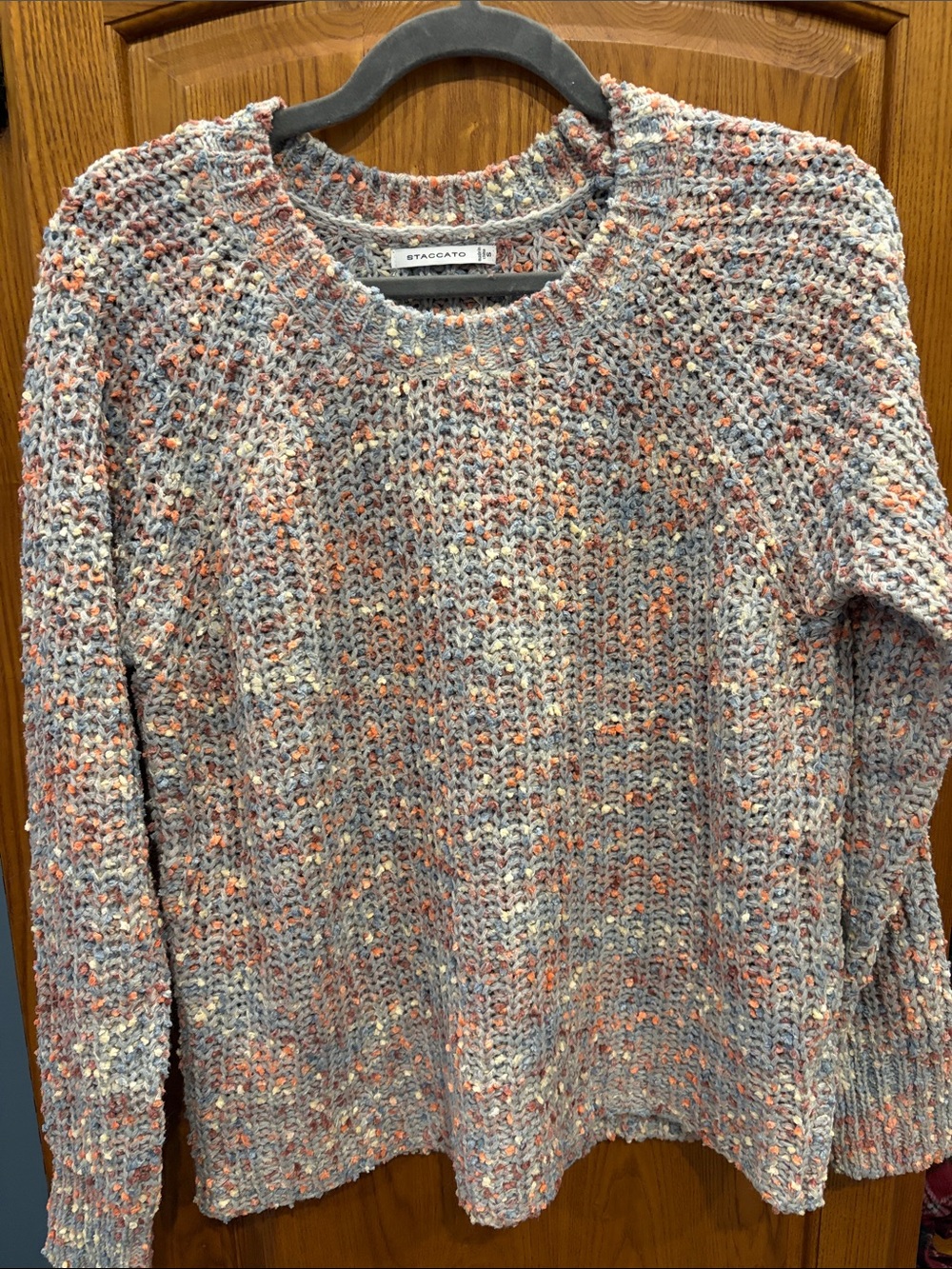 NWOT Staccato Heathered Knit Sweater in Gray and Coral Speckle size small